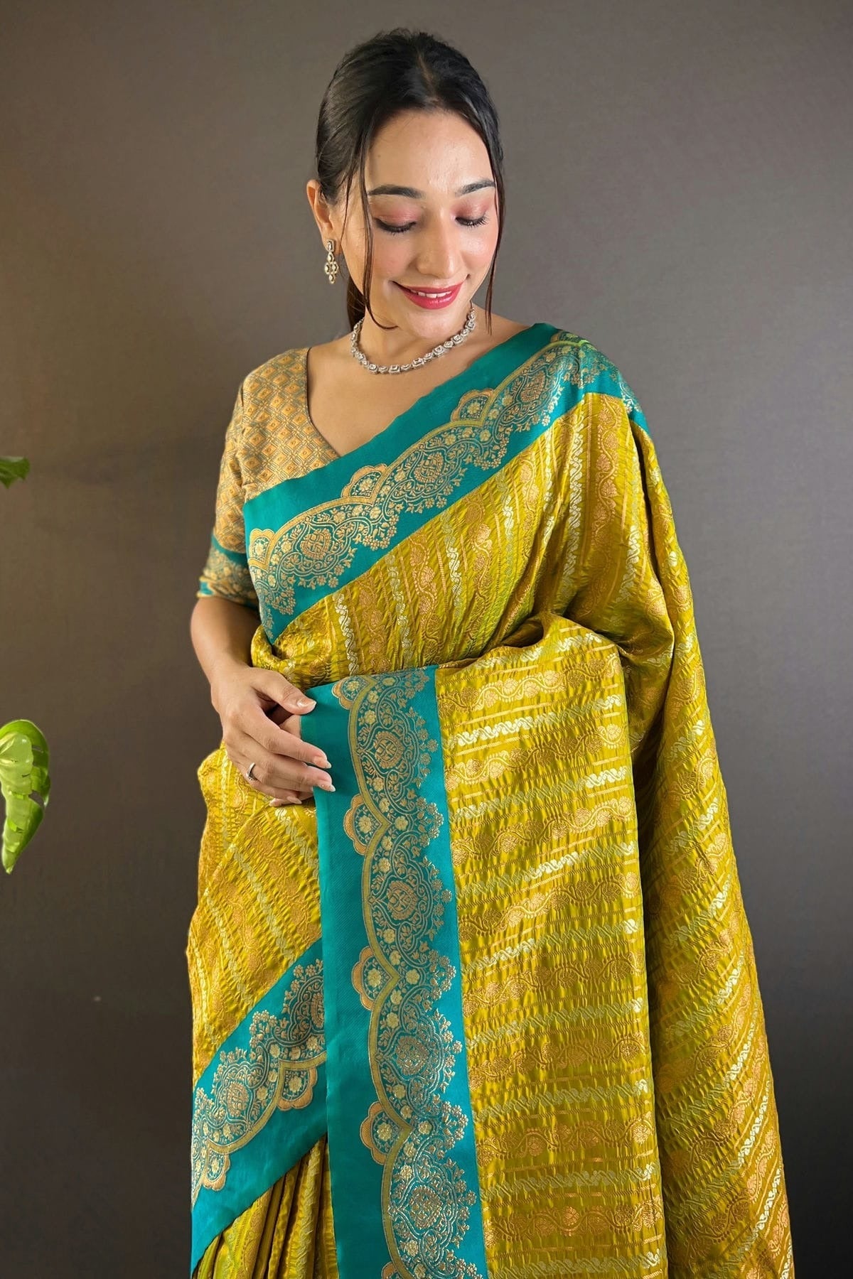 Lime Green Colour Silk Woven Work Saree SD1290031 A
