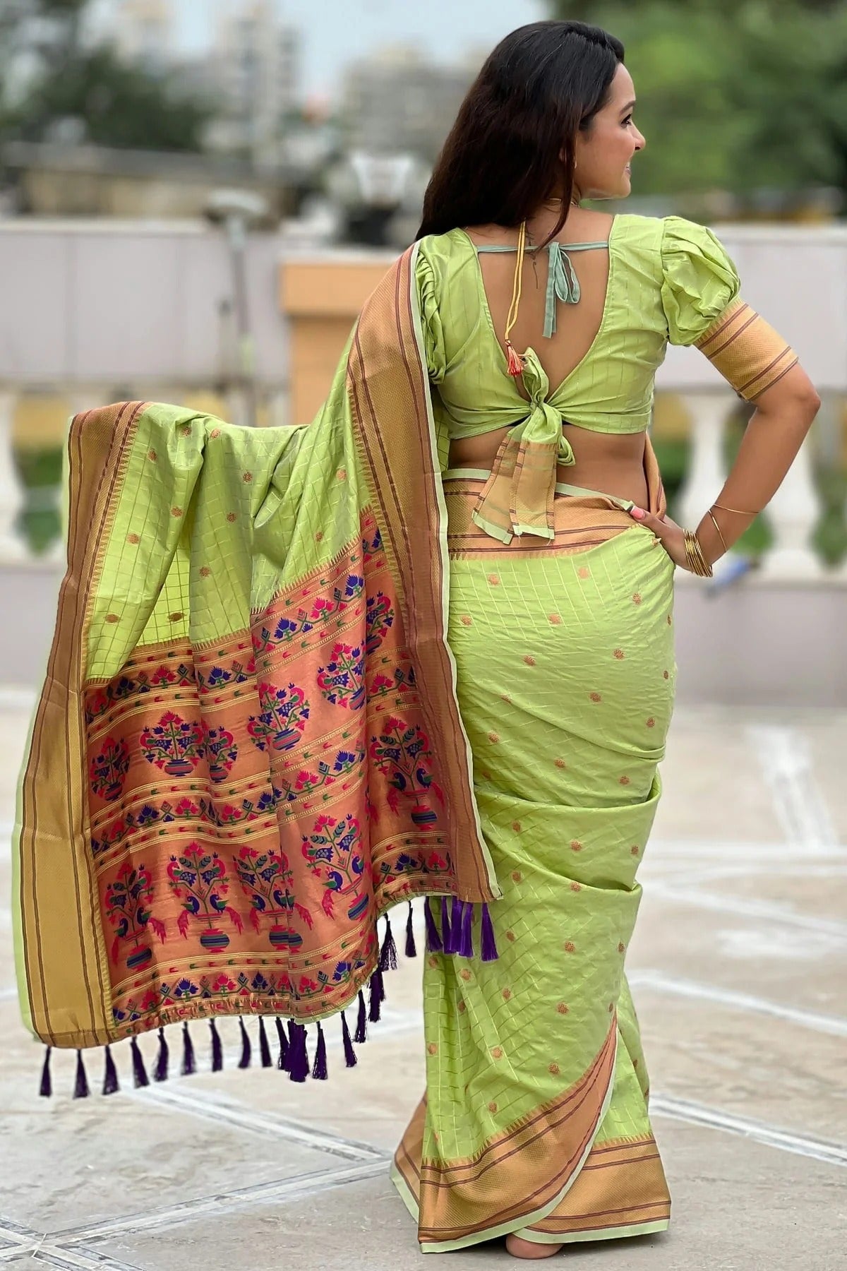 Lime Green Colour Silk Woven Work Saree SD1290037 A