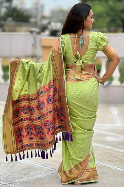 Lime Green Colour Silk Woven Work Saree SD1290037 A