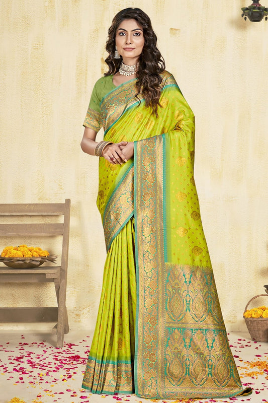 Lime Green Colour Silk Woven Work Traditional Saree SD1102926