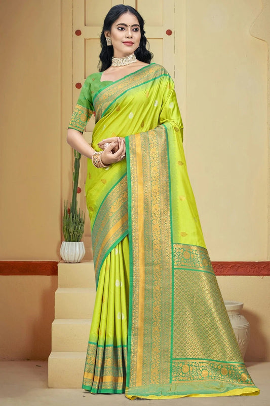 Lime Green Colour Silk Woven Work Traditional Saree SD1102966