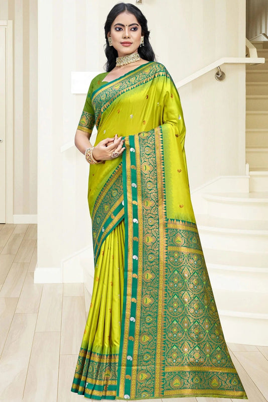 Lime Green Colour Silk Woven Work Traditional Saree SD1102977