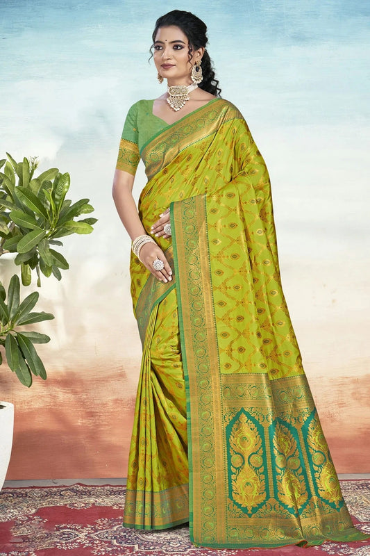Lime Green Colour Silk Woven Work Traditional Saree SD1103042
