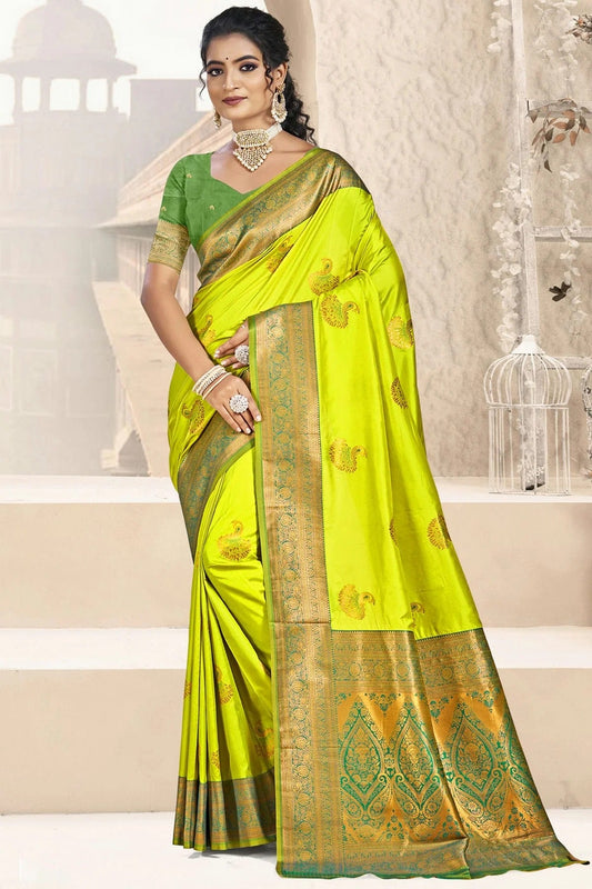 Lime Green Colour Silk Woven Work Traditional Saree SD1103054