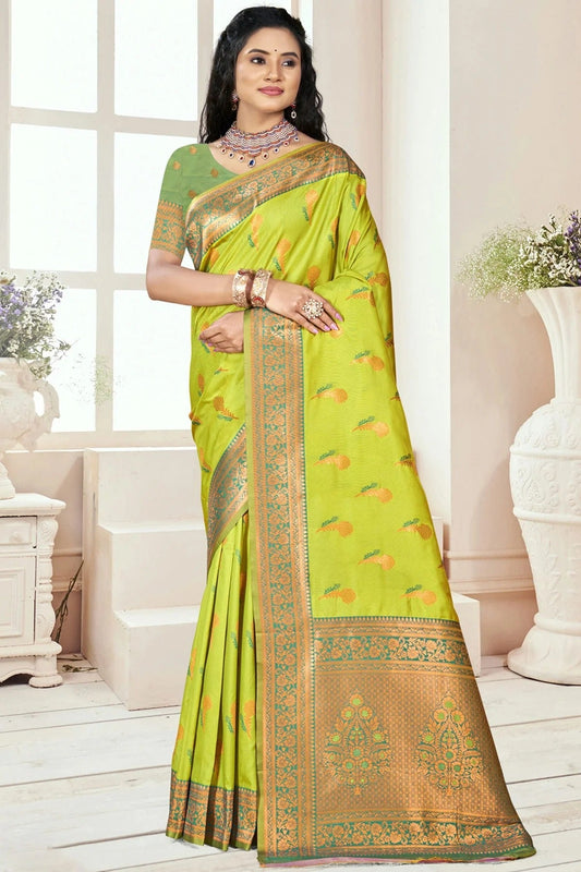 Lime Green Colour Silk Woven Work Traditional Saree SD1103071