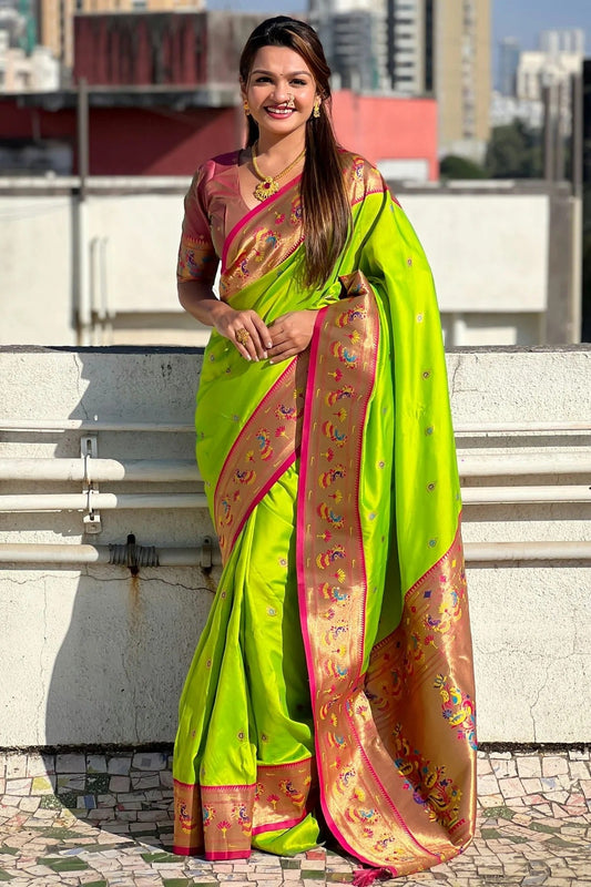 Lime Green Colour Soft Silk Traditional Saree SD1111776
