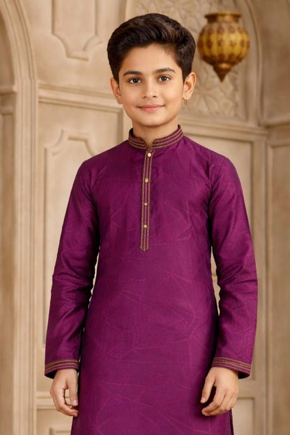 Magenta Colour Brocade Art Silk Pintux Work Kurta Pajama