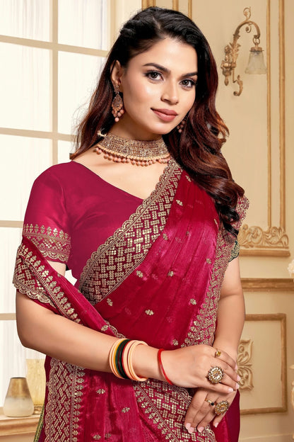 Magenta Colour Burberry Silk Designer Saree SD1121844 A