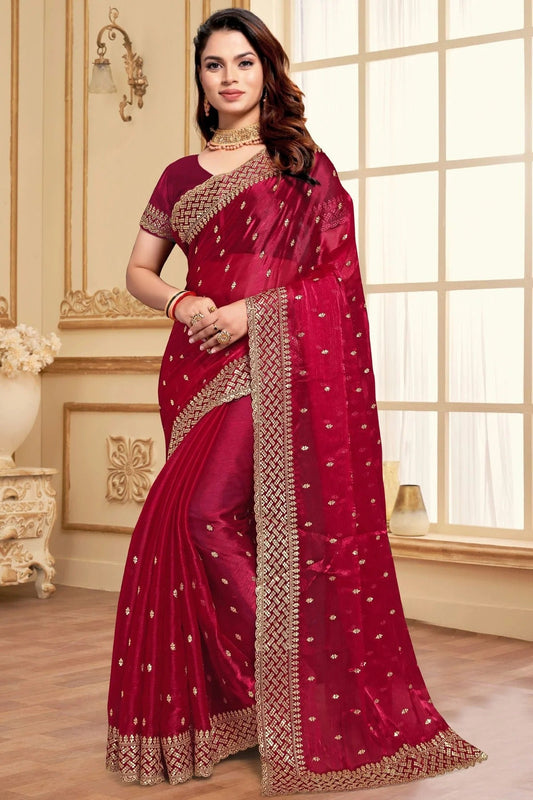 Magenta Colour Burberry Silk Designer Saree SD1121844