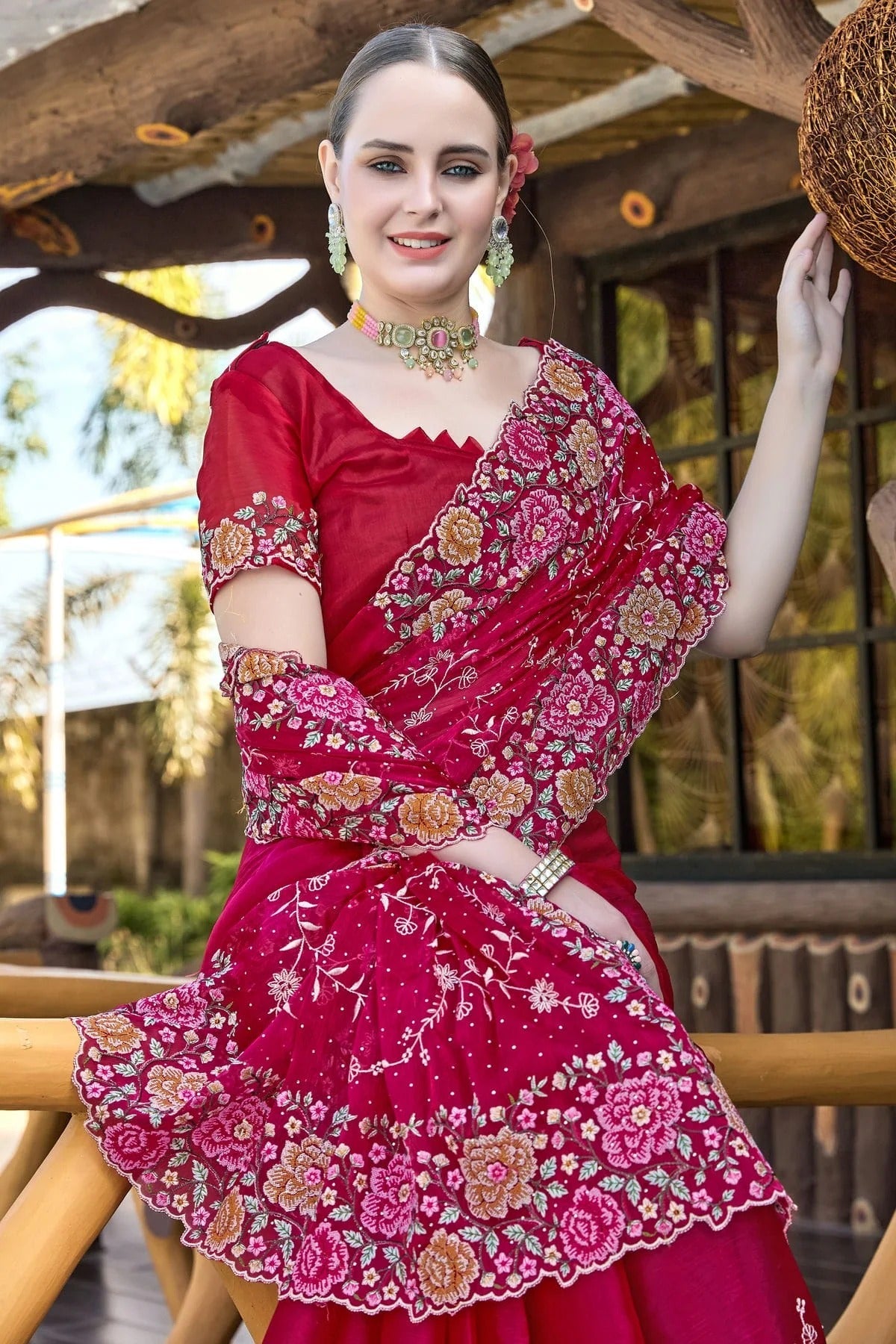 Magenta Colour Burberry Silk Designer Saree SD1121857 A