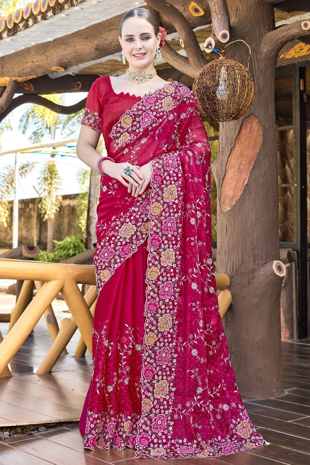 Magenta Colour Burberry Silk Designer Saree SD1121857