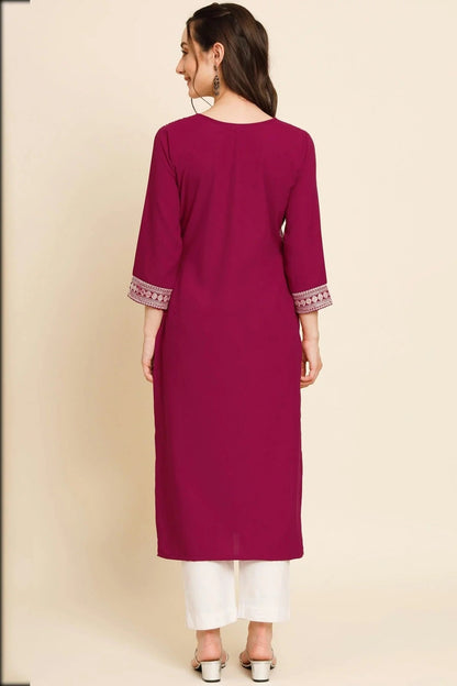 Magenta Colour Butter Crepe Kurti KR1111025 A