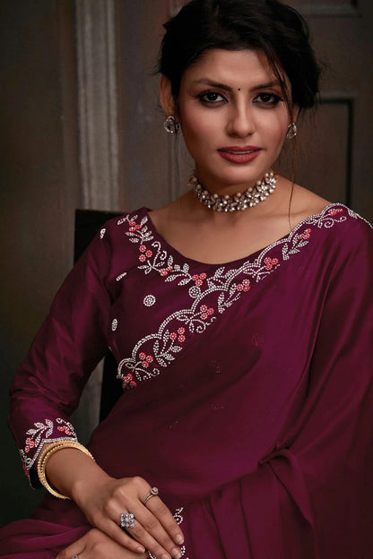 Magenta Colour Chiffon Designer Saree LC1121769 A