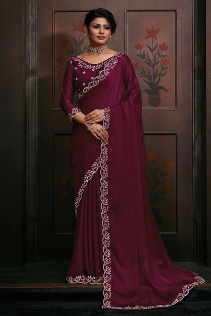 Magenta Colour Chiffon Designer Saree LC1121769