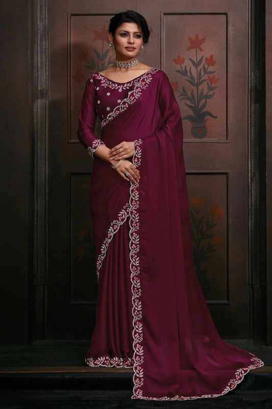 Magenta Colour Chiffon Designer Saree LC1121769