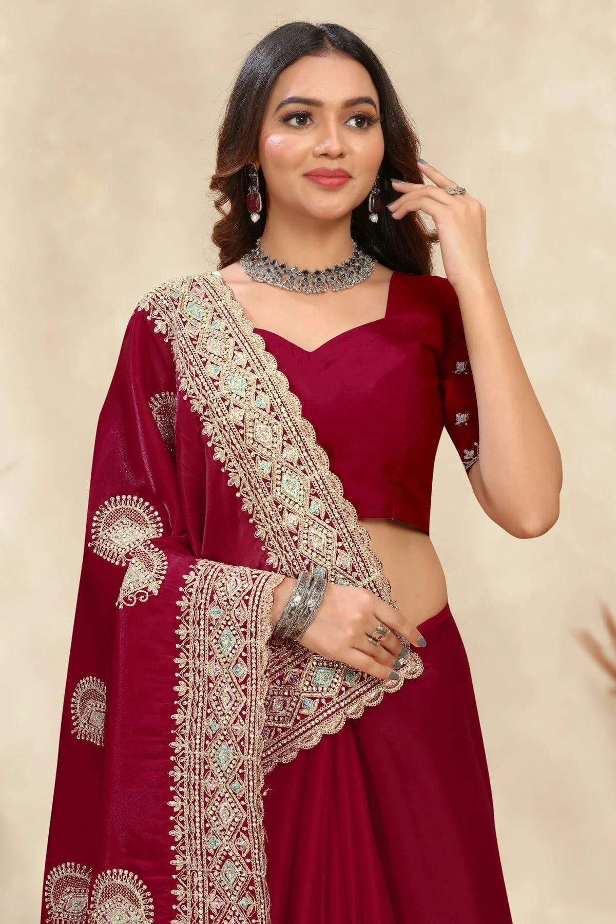 Magenta Colour Crepe Silk Saree SD1091006 A_4173523b 7b0b 497f 9a81 3d1ad76e8e5a