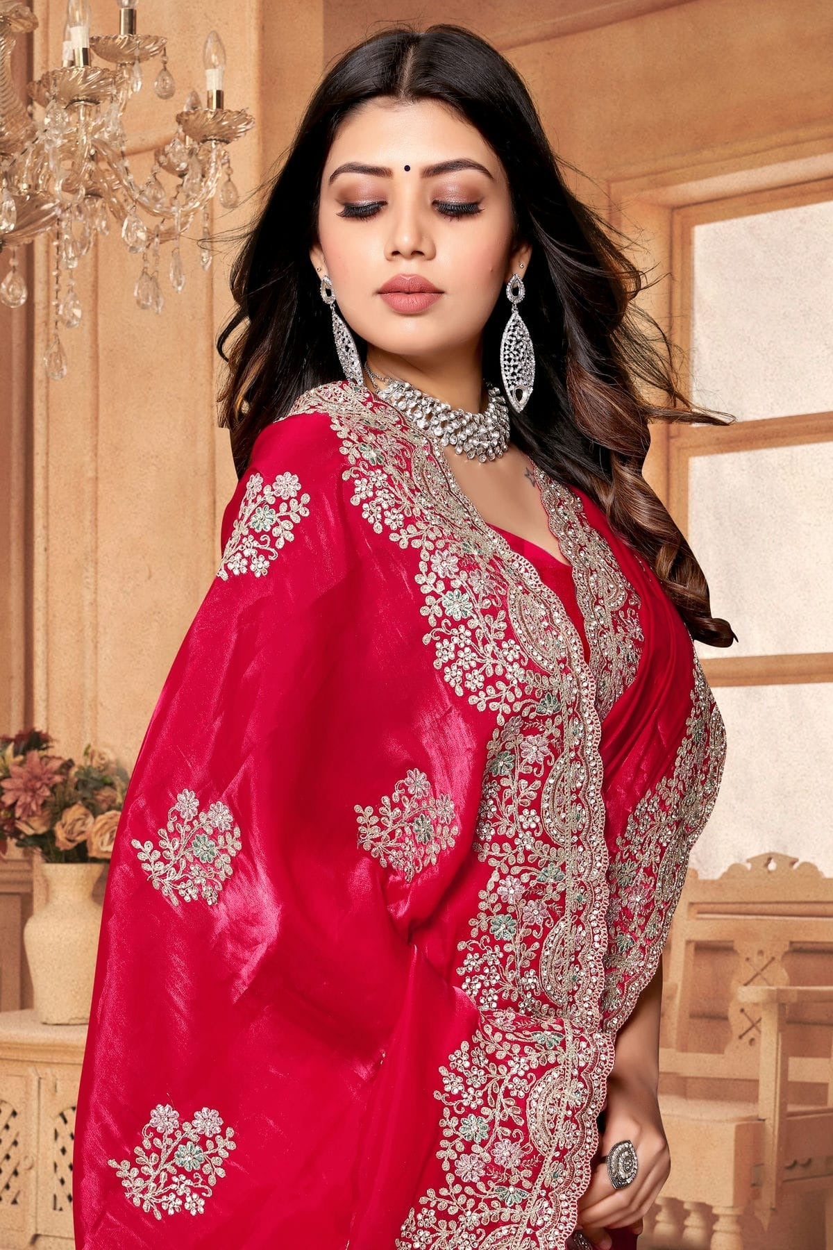Magenta Colour Crepe Silk Saree SD1091007 A_f2cb479c fa78 49b0 b0b9 1bcdcea4f67c