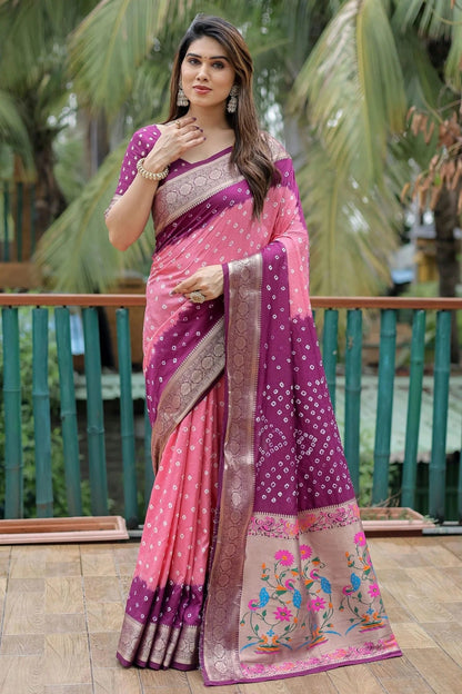 Magenta Colour Dola Silk Paithani Saree SD1110925