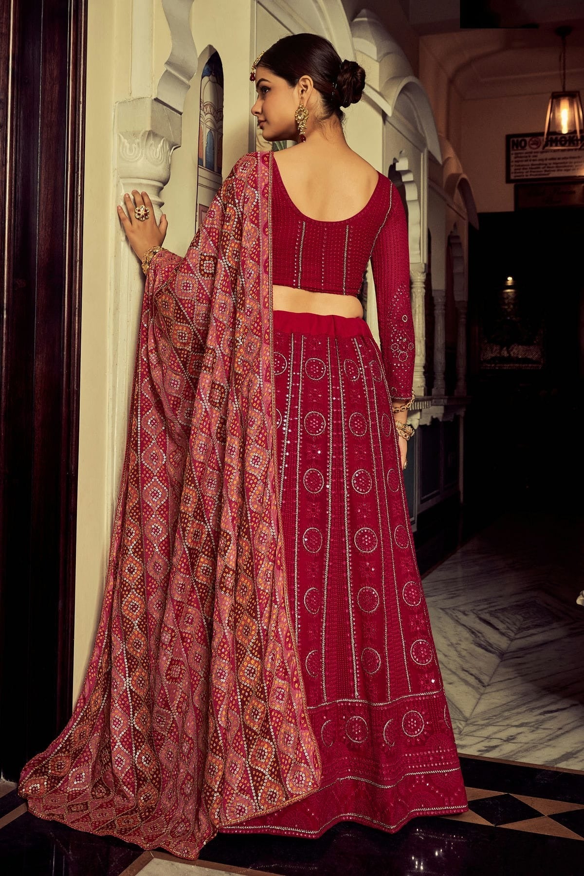 Magenta Colour Embroidery Georgette Lehenga Choli LD1080774 A