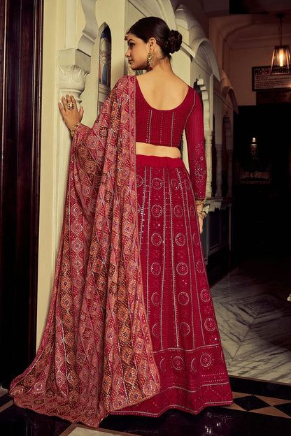 Magenta Colour Embroidery Georgette Lehenga Choli LD1080774 A