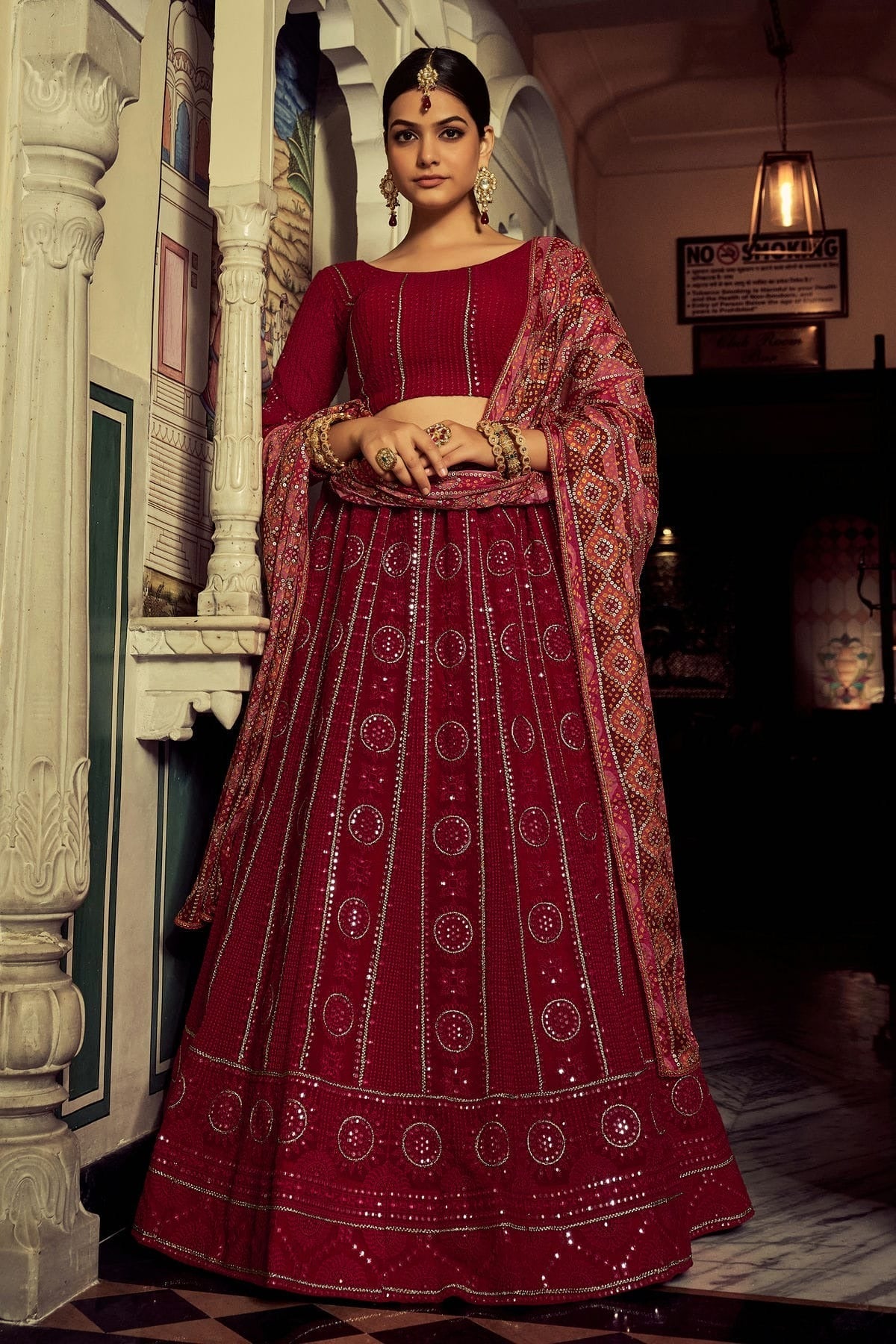 Magenta Colour Embroidery Georgette Lehenga Choli LD1080774