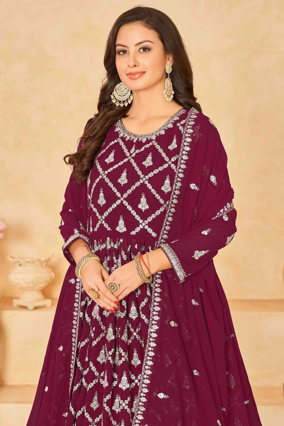 Magenta Colour Faux Georgette Anarkali Suit SM1050728 B