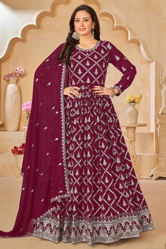 Magenta Colour Faux Georgette Anarkali Suit SM1050728