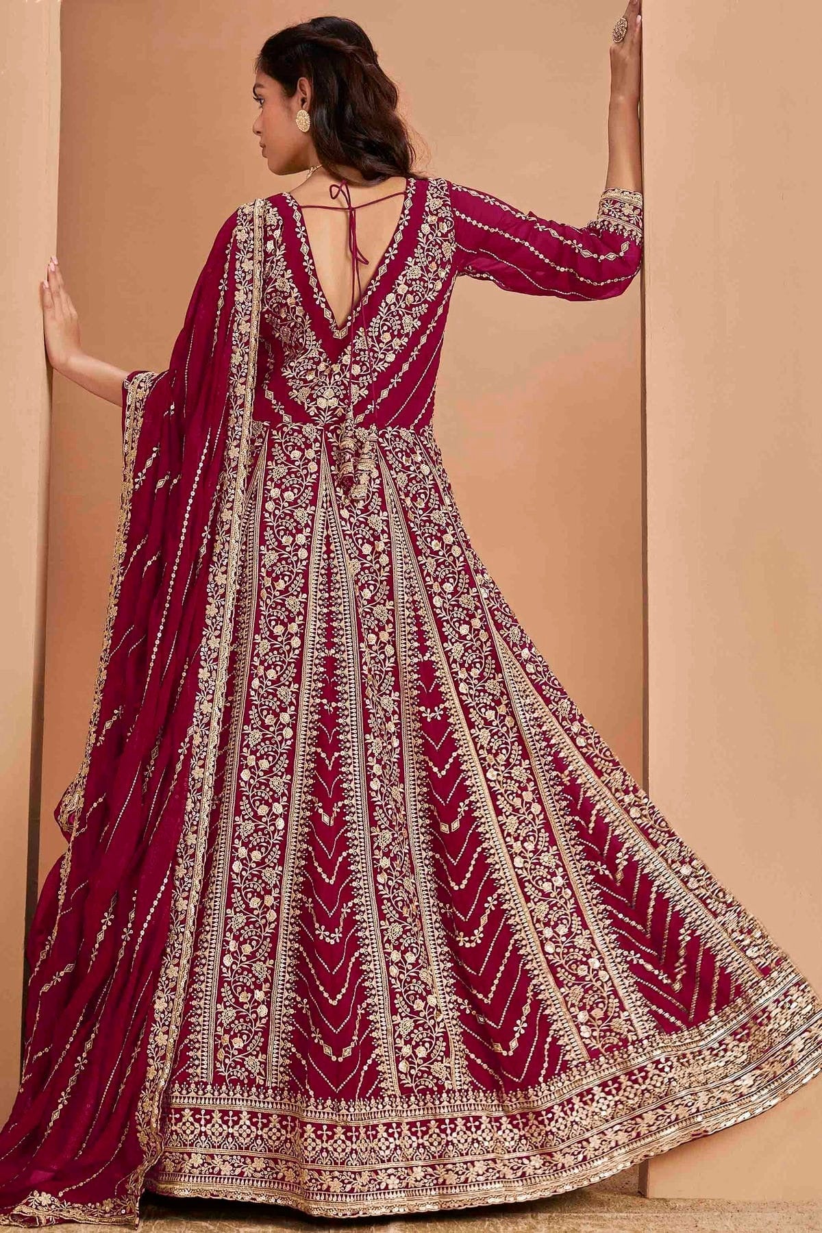 Magenta Colour Faux Georgette Anarkali Suit SM1050738 A