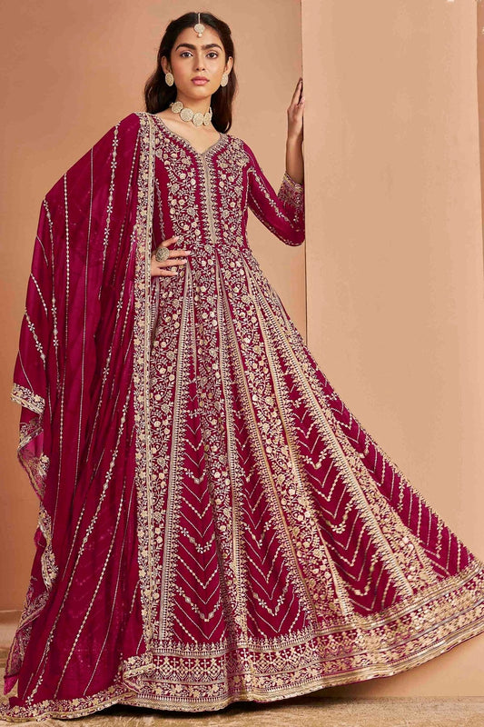 Magenta Colour Faux Georgette Anarkali Suit SM1050738