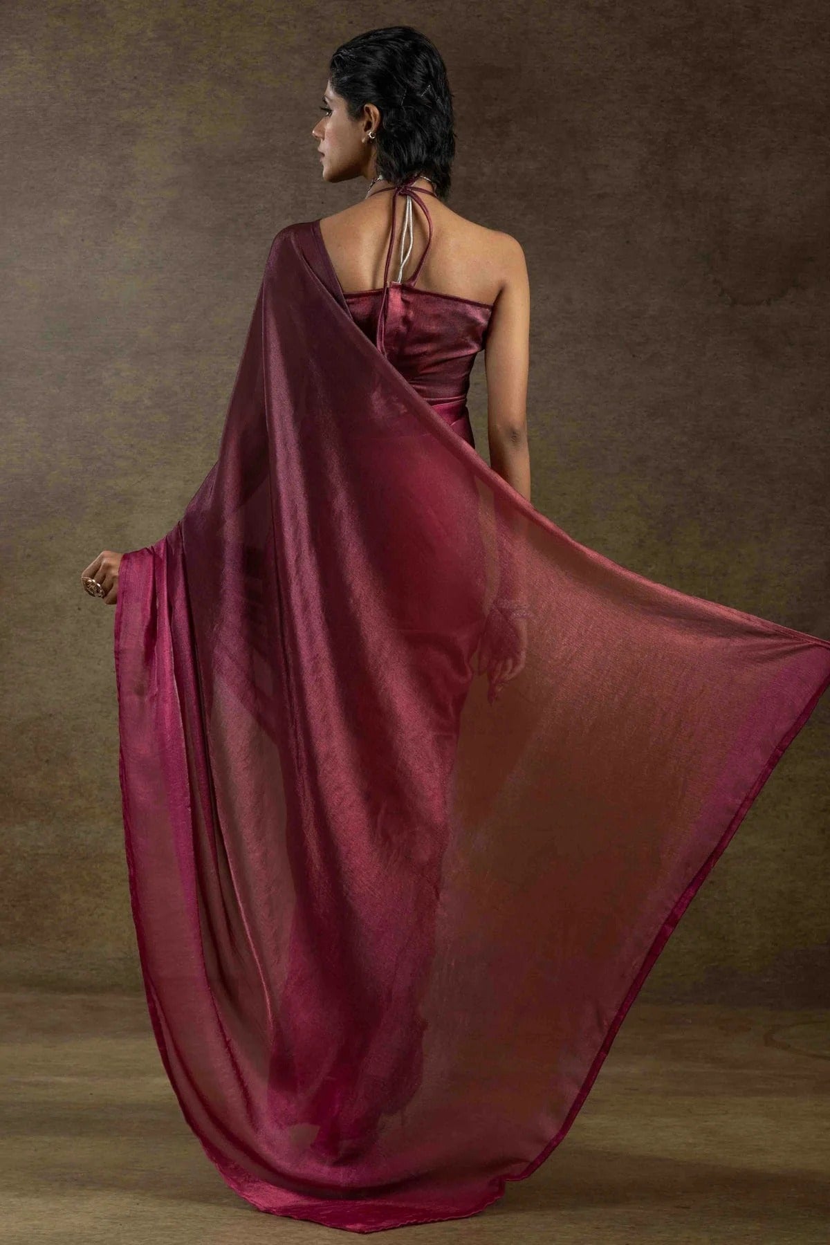 Magenta Colour Fendi Satin Silk Ready To Wear Saree SD1122020 A