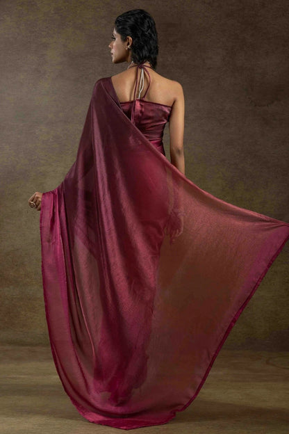 Magenta Colour Fendi Satin Silk Ready To Wear Saree SD1122020 A