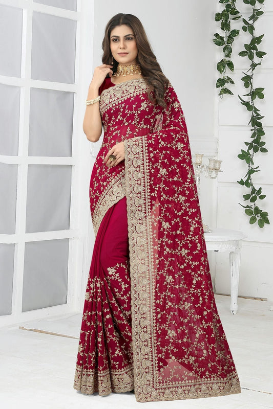Magenta Colour Georgette Designer Saree LC1121385