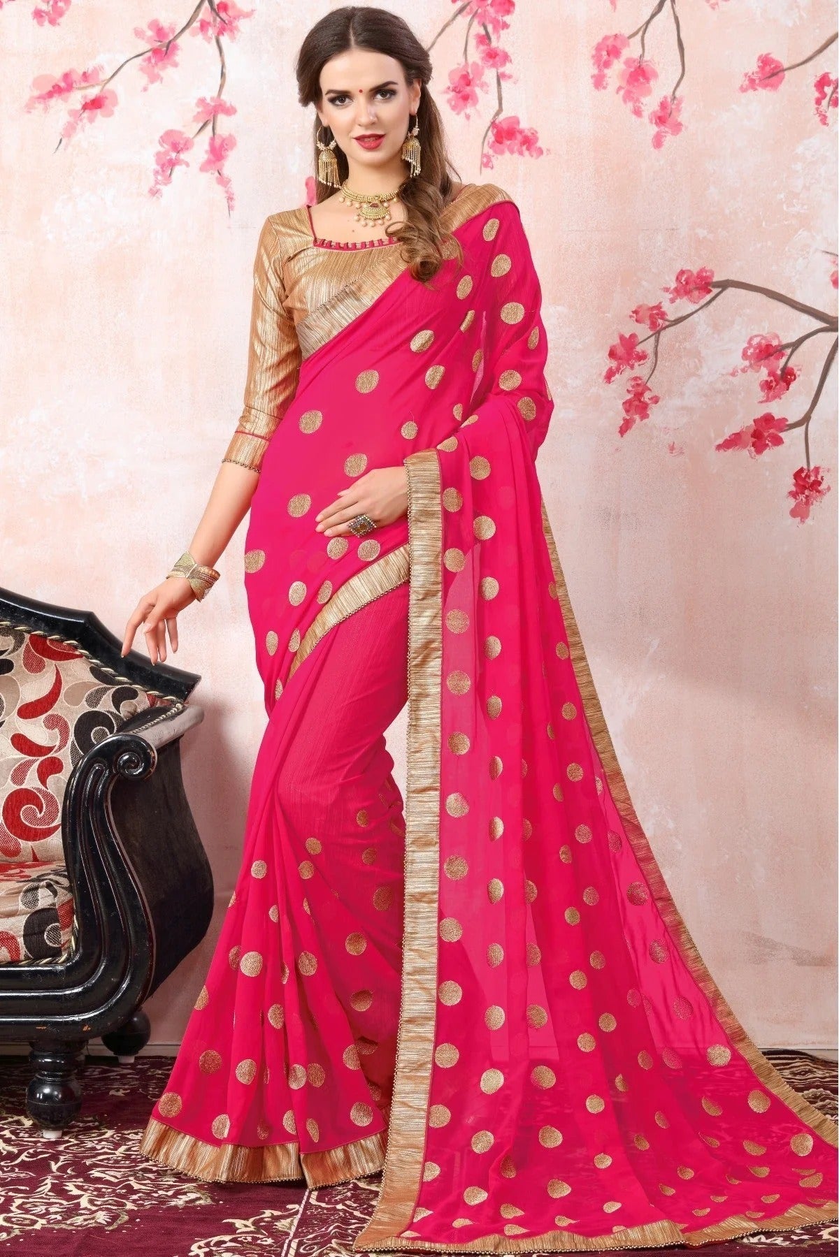Magenta Colour Georgette Saree SD1120409