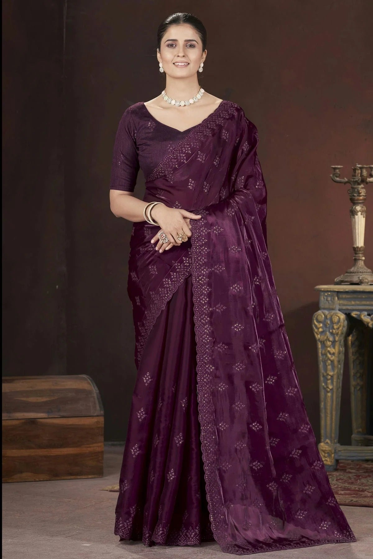 Magenta Colour Jimmy Choo Designer Saree SD1112583