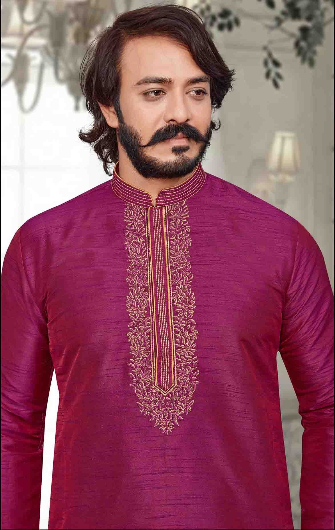 Magenta Colour Kurta Pajama In Art Silk KP1210093 A