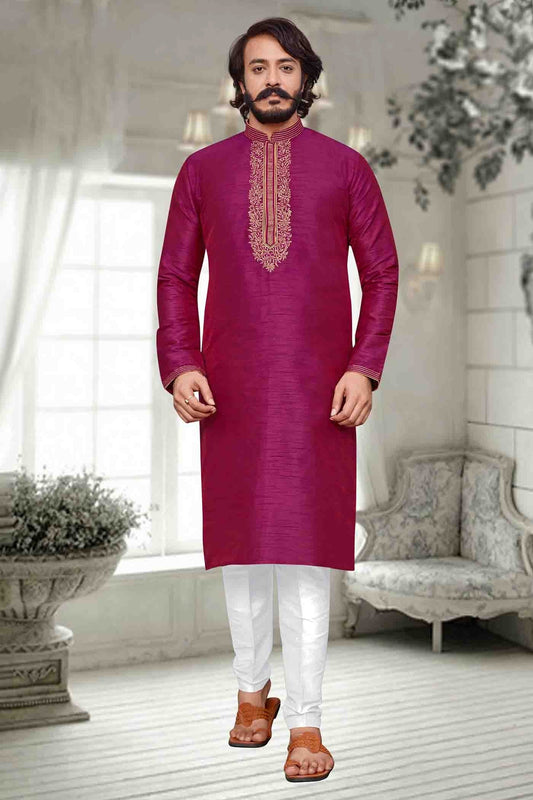 Magenta Colour Kurta Pajama In Art Silk KP1210093