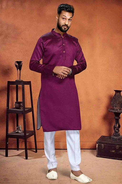 Magenta Colour Kurta Pajama In Brocade KP1210222