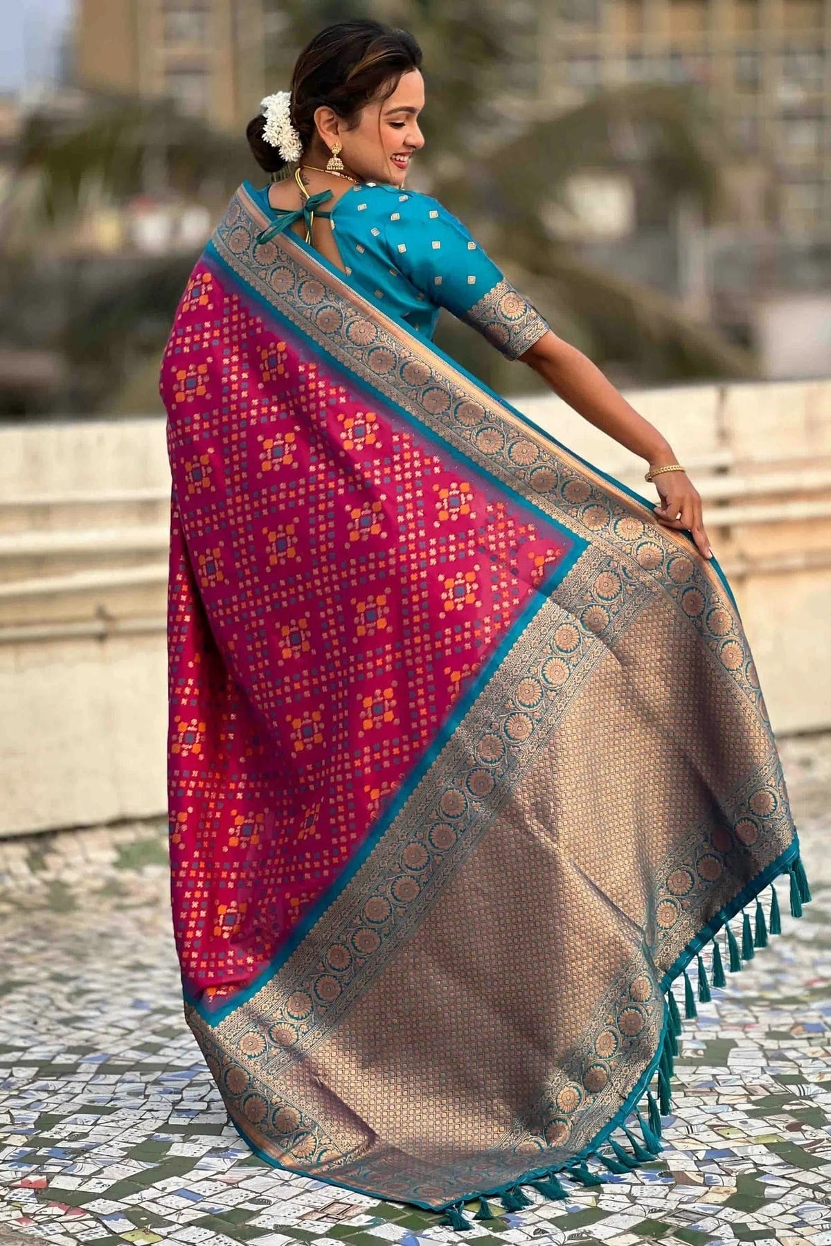 Magenta Colour Meenakari Work Patola Silk Traditional Sarees SD1113386 A