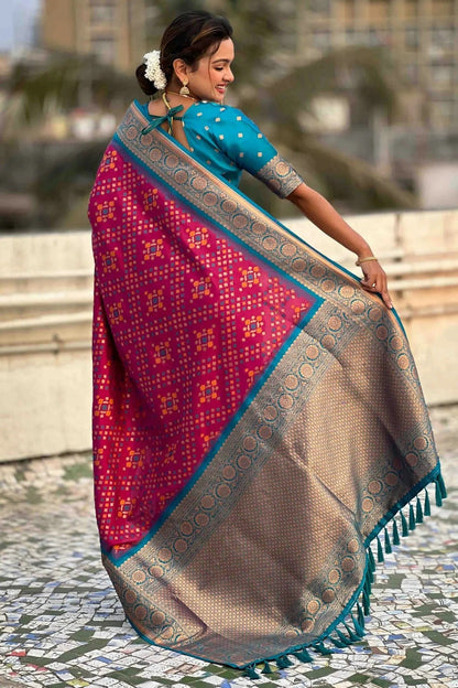 Magenta Colour Meenakari Work Patola Silk Traditional Sarees SD1113386 A