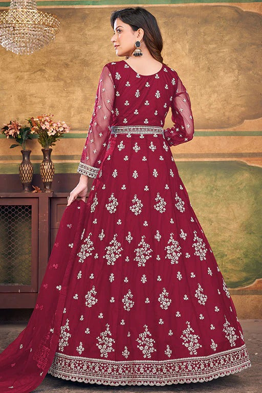 Magenta Colour Net Anarkali Suit SM1050392 C