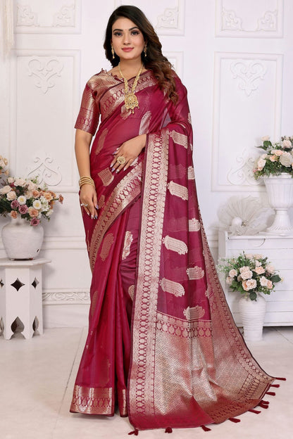 Magenta Colour Organza Traditional Saree SD1112711