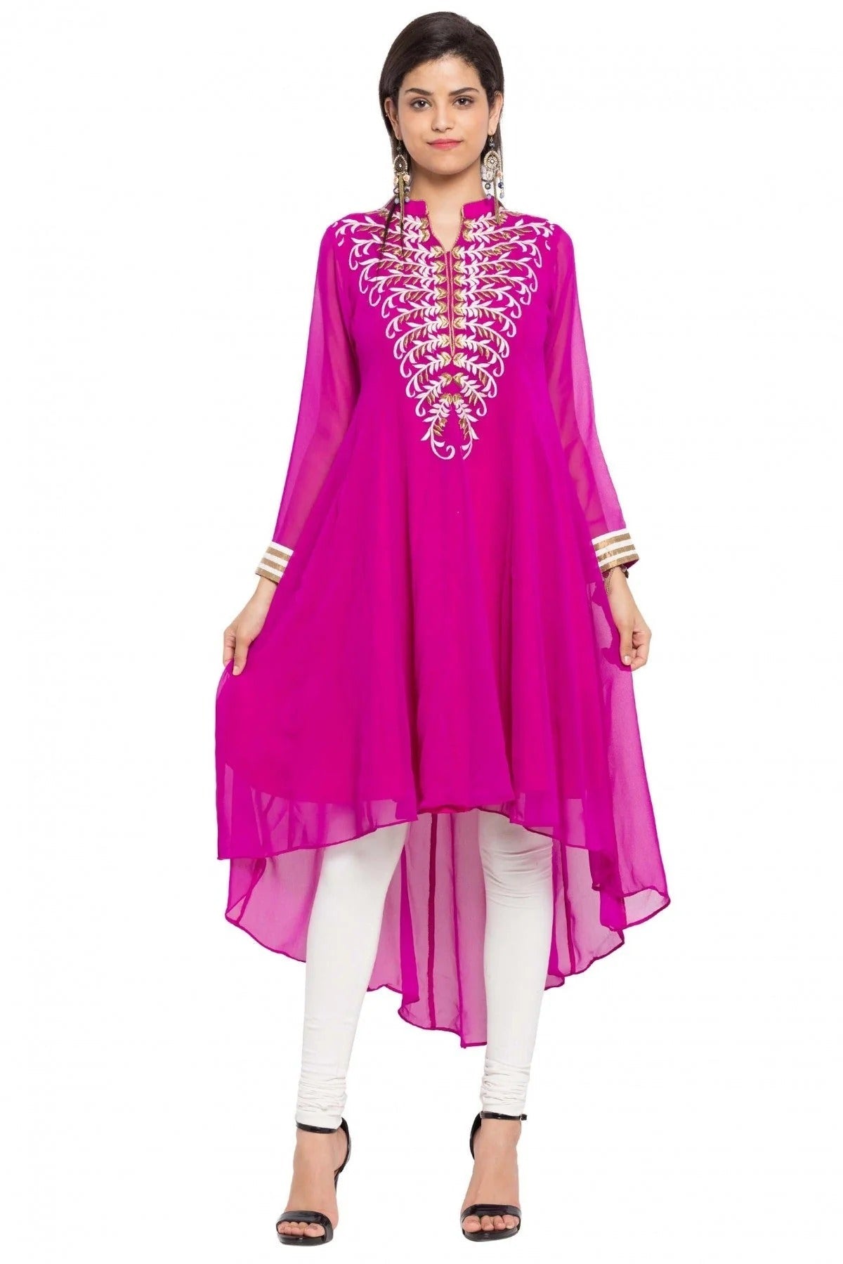 Magenta Colour Plus Size Faux Georgette Kurti KR1070432