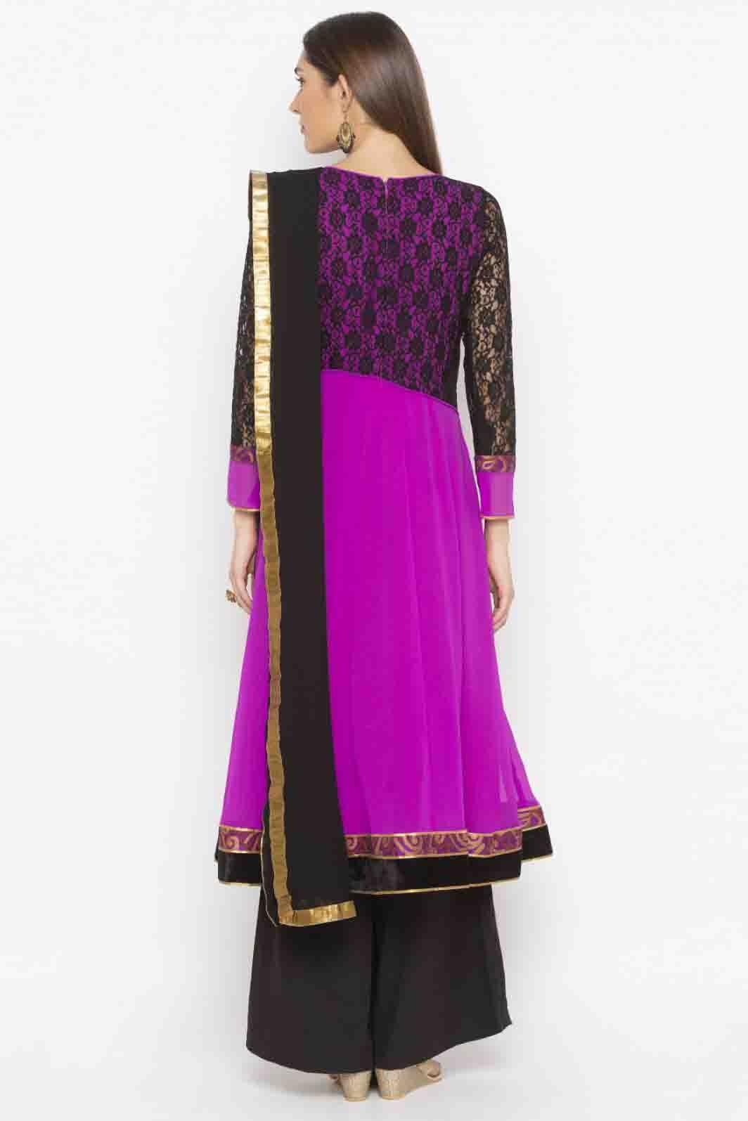 Magenta Colour Plus Size Georgette Embroidery Palazzo Pant Suit BW1070329 A
