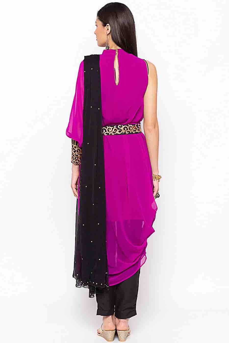 Magenta Colour Plus Size Stitched Georgette Embroidery Pant Style Suit BW1070217 A