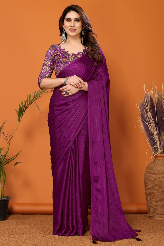 Magenta Colour Polyester Printed Saree SD1180104