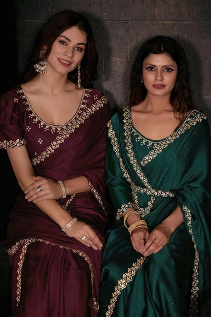 Magenta Colour Pure Satin Designer Saree LC1121766 A