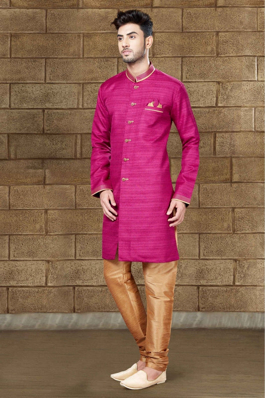 Magenta Colour Silk Indo Western SH1040199