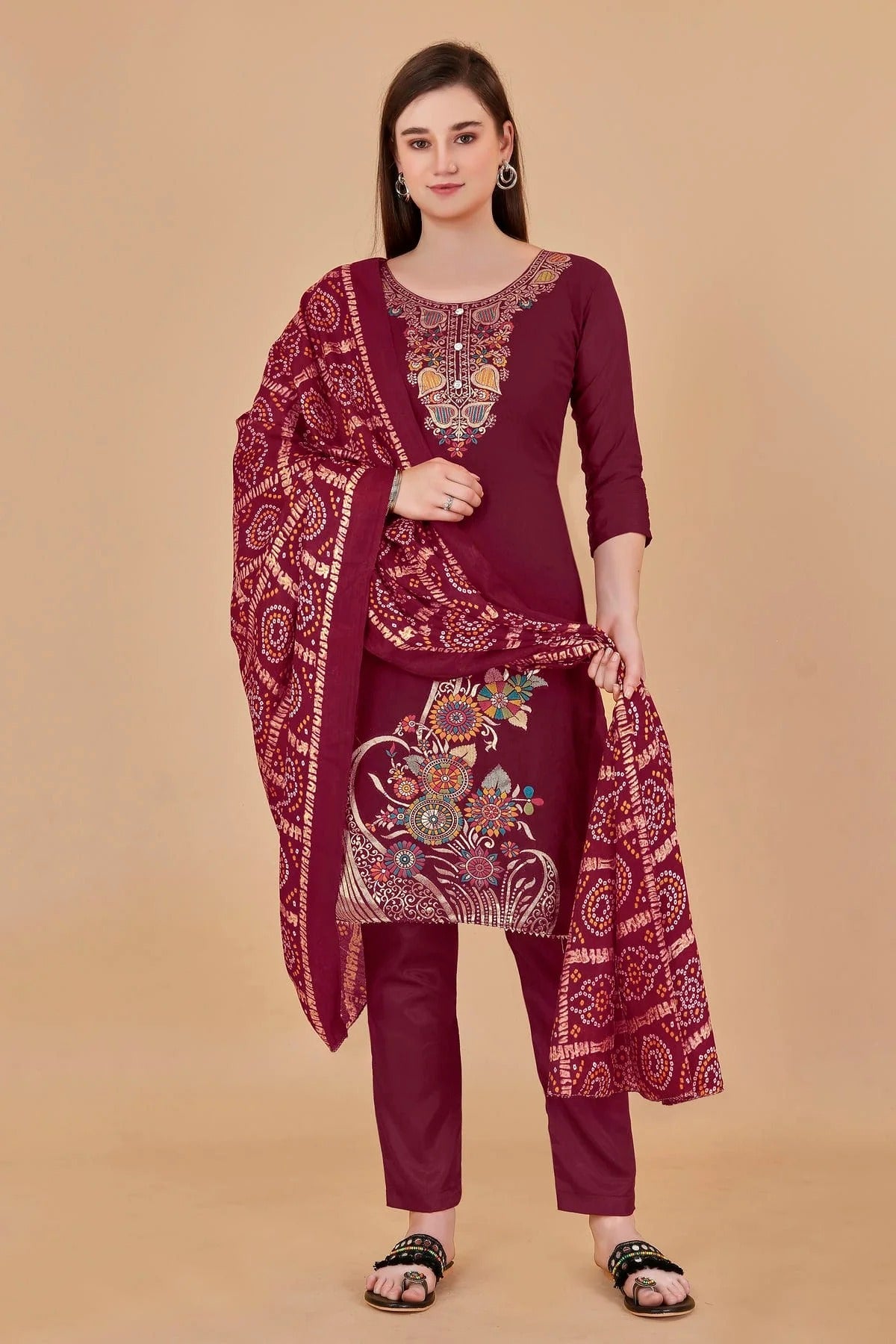 Magenta Colour Unstitched Banarasi Jacquard Fabric Straight Suit US1160987