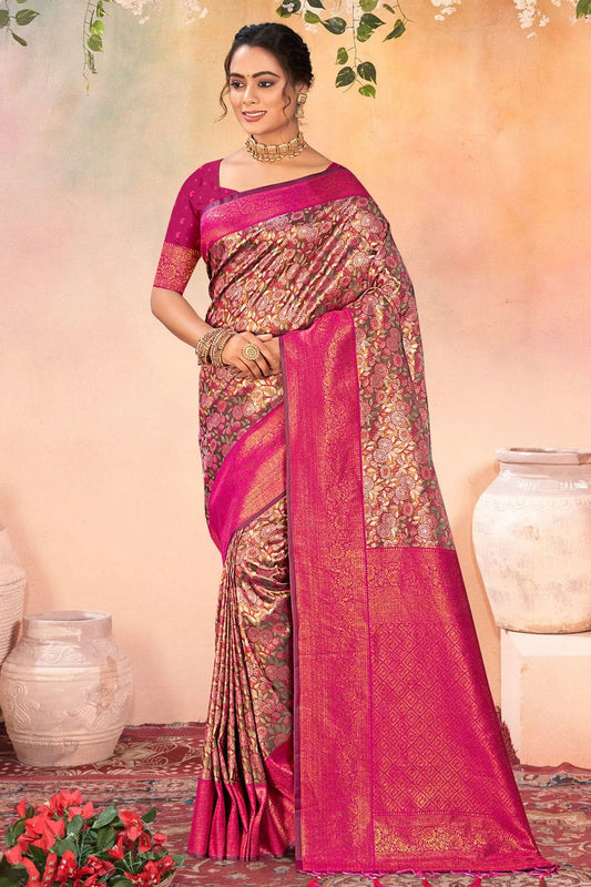 Magenta Colour Woven Work Kanjivaram Silk Saree SD1102051
