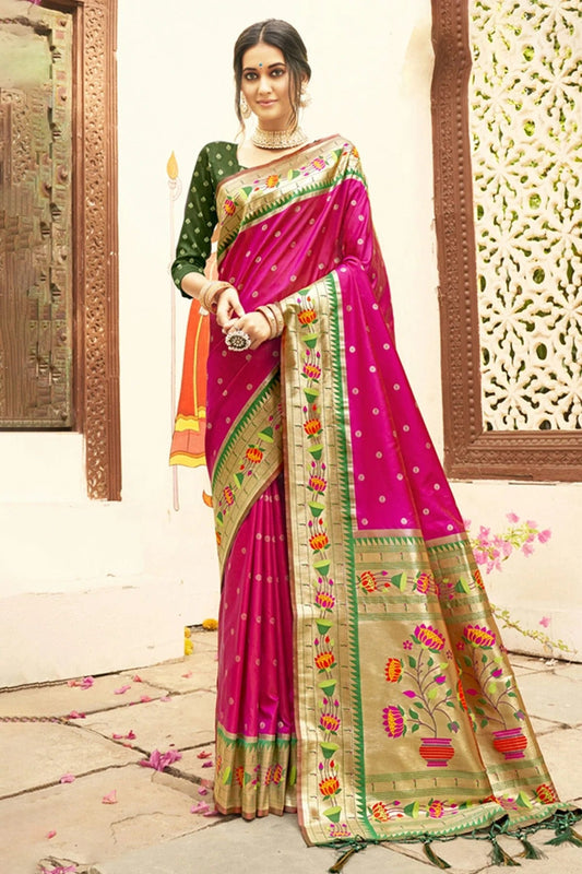 Magenta Colour Woven Work Paithani Silk Saree SD1101405